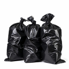 black garbage bag isolated on white background	