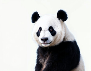 Naklejka premium giant panda eating bamboo on white background