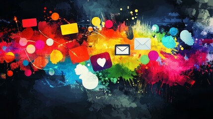 Abstract marketing and expresses communication, messages, social media background with icons