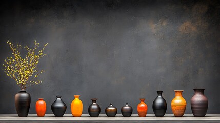 A contemporary pottery studio where modern techniques and traditional craftsmanship meet, with a variety of artisanal clay pots that reflect the evolution of cultural heritage through time. 