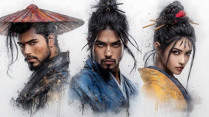 A creative studio where an artist blends modern photography techniques with traditional painting methods, creating a fusion of cultural art forms that highlight the beauty of both old and new. 