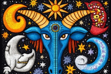 Obraz premium A pixel art depiction of an astrology chart, with vibrant zodiac symbols and twinkling stars in a retro gaming aesthetic