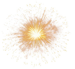 Obraz premium A gold fireworks celebration lighting up the night sky during a festive holiday event, PNG, isolated on transparent background