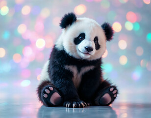 Naklejka premium panda with bamboo isolated on white background