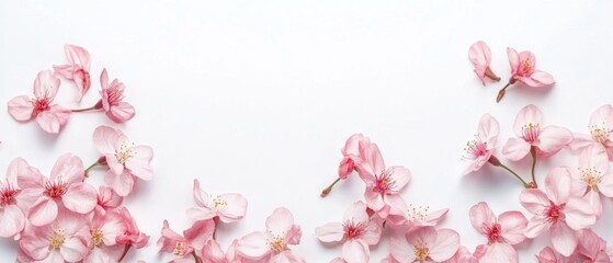 Cherry blossom in spring season isolated on white background with blank copy space