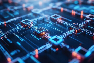 Futuristic Circuit Board Depicting Advanced Technology