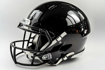 Fototapeta premium A black football helmet on a simple white background