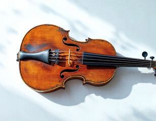 Fototapeta premium violin and bow isolated on white background 