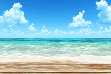 Obraz premium A vivid aqua ocean backdrop, with distant waves and a seamless transition to a brighter horizon