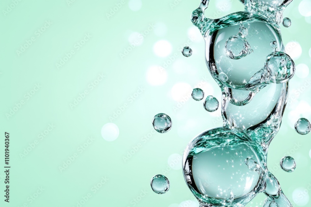 Poster an abstract aqua background resembling glassy water, with smooth gradients and subtle light effects