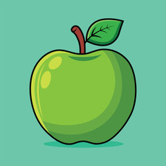 Green Apple Vector Art - Fresh and Juicy Fruit Illustration
