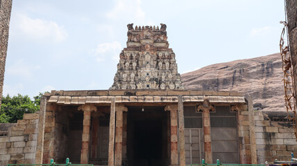 India, Tamil Nadu, Gopuram of Kudumiyamalai, Arulmigu Kuduminathar Temple, 9th Century...