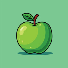 Green Apple Vector Art - Fresh and Juicy Fruit Illustration