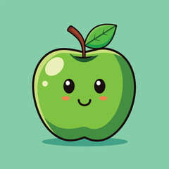 Green Apple Vector Art - Fresh and Juicy Fruit Illustration