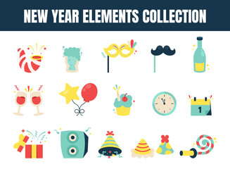 New year element vector illustration set