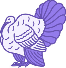 Turkey Bird Color Icon. Vector Illustration. Agriculture, Farming. Domestic Animals Concept