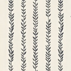 Vintage tapestry ivy leaf border pattern on a vintage beige fabric background, featuring a seamless repeating design in a textile print style, with a minimalistic tapestry look, ideal for home decor.