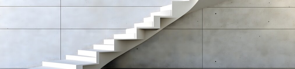 Obraz premium A modern staircase against a concrete wall, emphasizing minimalistic architectural design.