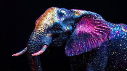A close up of an elephant with tusks.