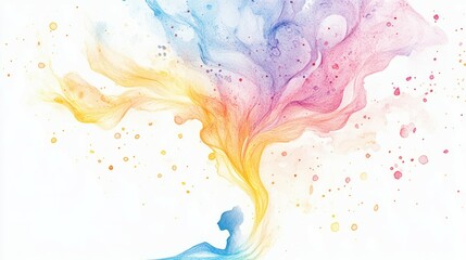 Obraz premium A minimalistic watercolor drawing in pastel colors, an illustration of the Flow of energy, which is a powerful source of inspiration and creativity