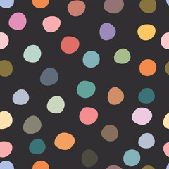 Hand drawn pastel seamless pattern for children's design. Polka dots colorful.