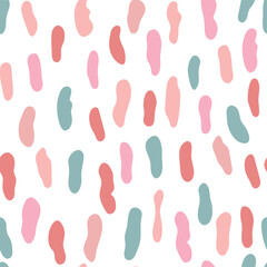 Colorful abstract spots, seamless pattern. Vector hand drawn illustration for wrapping paper, for party, card, fabric.