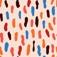 Colorful abstract spots, seamless pattern. Vector hand drawn illustration for wrapping paper, for party, card, fabric.	
