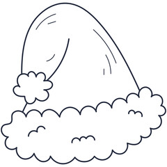 Hats Santa Claus, thin line design. Christmas hat.