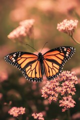 A colorful butterfly perched on bright flowers, perfect for illustrations or design elements