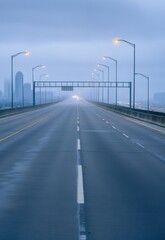 Empty express lane on highway during off-peak hours, symbolizing efficiency and opportunity in a calm, uncluttered environment.	