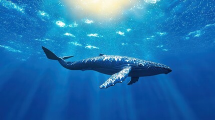 Naklejka premium Majestic Shark Gliding Through the Serene Underwater Wonderland