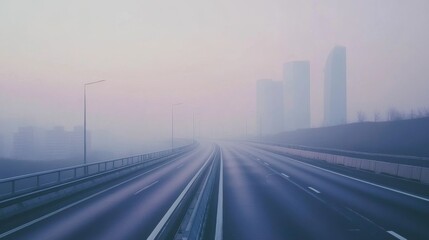 Empty express lane on highway during off-peak hours, symbolizing efficiency and opportunity in a calm, uncluttered environment.	