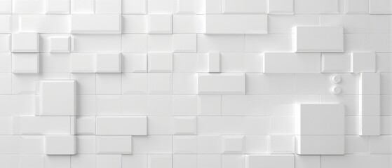 Abstract arrangement of white ceramic tiles on wall, pattern, interior, design, decor
