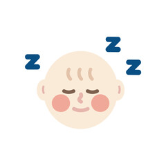 Happy sleepy newborn baby child head with sweet dream. Healthcare, insomnia, childcare concepts. Flat cartoon character vector design isolated illustrations.