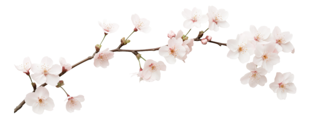 PNG Cherry blossom branch with delicate white flowers