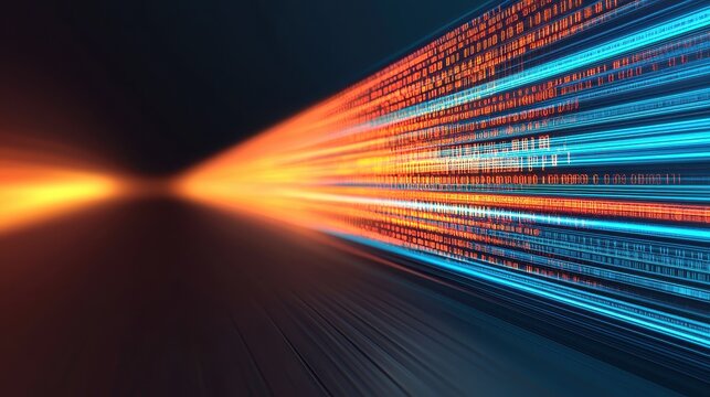 Dynamic light trails in technology digital space abstract art futuristic environment wide angle view motion concepts