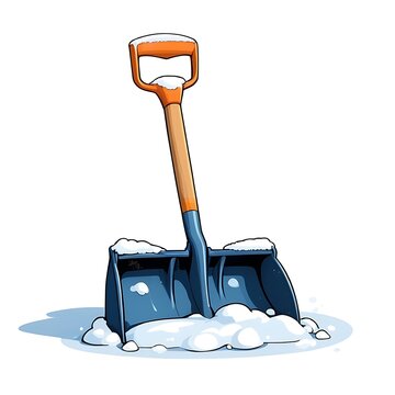 snow shovel orange handle blue blade clip art preview