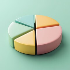 Obraz premium Colorful 3D Pie Chart Segments on Soft Green Background