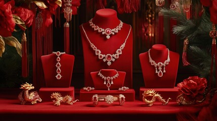 Elegant chinese new year jewelry collection with intricate dragon motifs