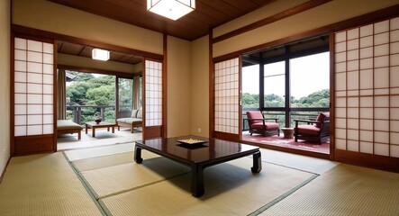Japanese inspired interiors with tatami mats shoji screens and low wooden furniture