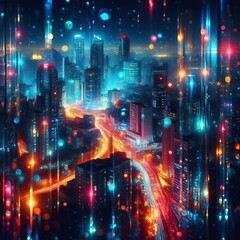 Obraz premium A close up of window glass at night capturing the vivid reflecti