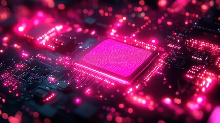 Fototapeta premium Innovative technology event microchip development digital lab graphic environment futuristic viewpoint ai concept