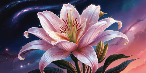 Fototapeta premium cosmic lily flower, created by generative AI