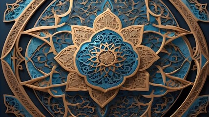 Fototapeta premium Ai generative, detail of a mosaic of a mosque