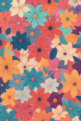 Flower Petals Pattern: Seamless patterns made from colorful, stylized flower petals
