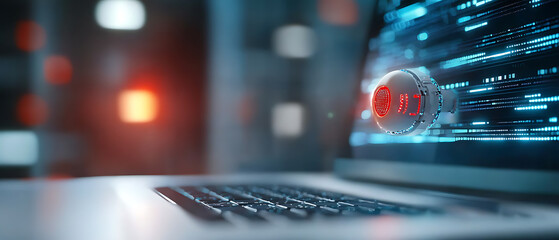 Ai cybersecurity surveillance alert system digital workspace technology content online environment close-up view cybersecurity concept