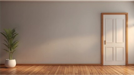 Interior background of room with stucco wall and vase with branch 3d rendering