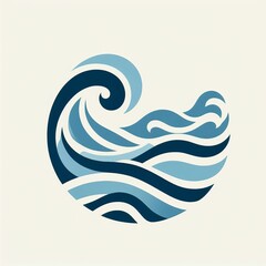 A simple yet elegant design of waves in shades of blue and white