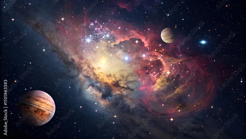 Canvas Prints celestial symphony, the enchanting beauty of colorful nebulae and planets in deep space in the vast 