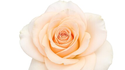Elegant peach rose in full bloom on white
